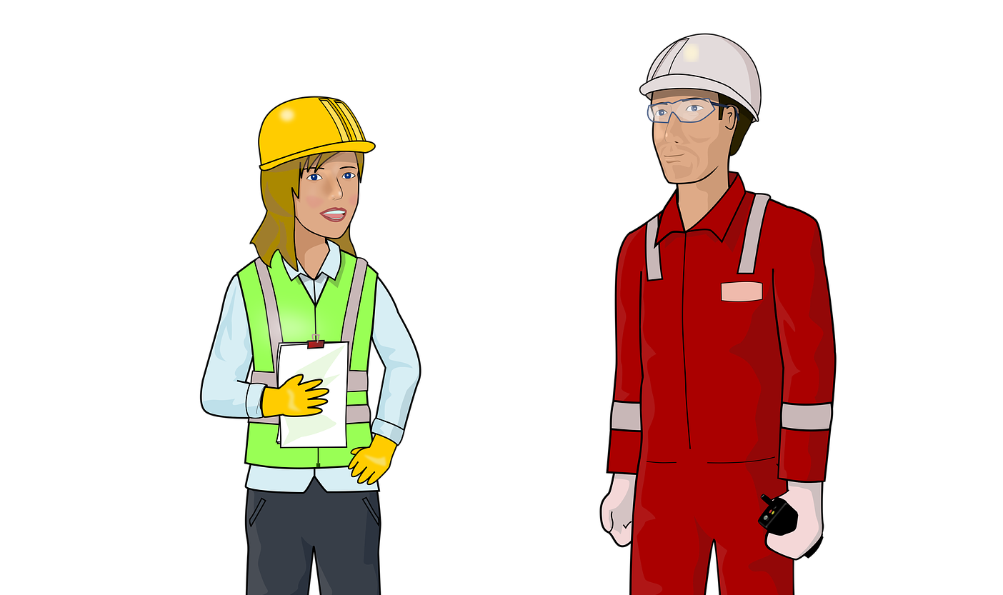 cartoon images of workers dressed in safety gear