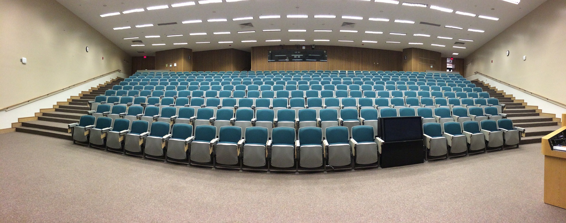 Photo of an empty auditorium.