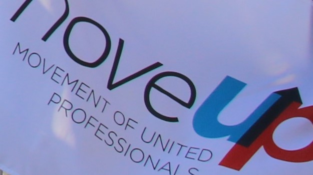 MoveUP logo on a waving flag