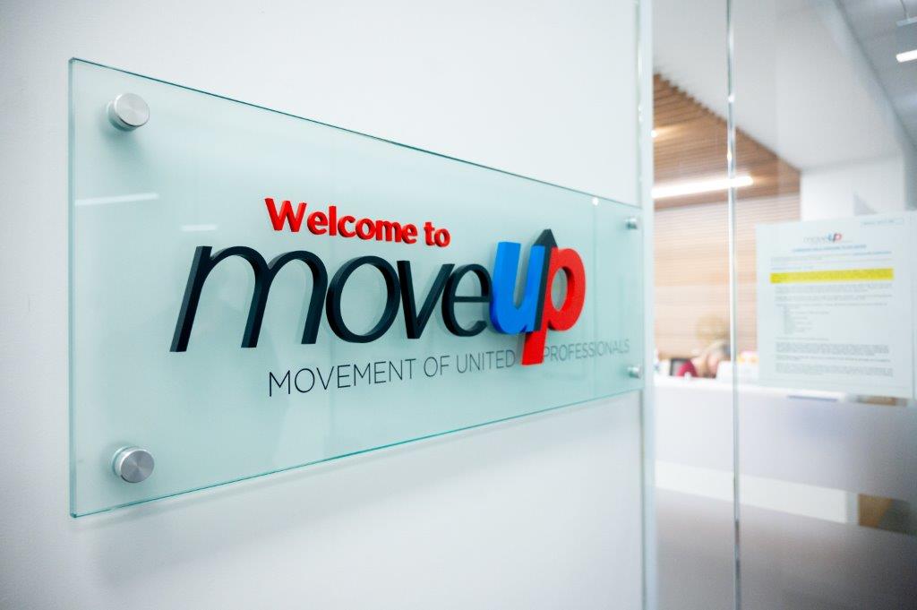 Sign that reads "Welcome to MoveUP"