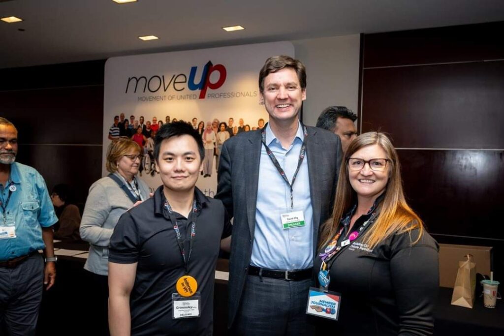 Grimmsley (left) with BC Premier David Eby (centre) and Crystal