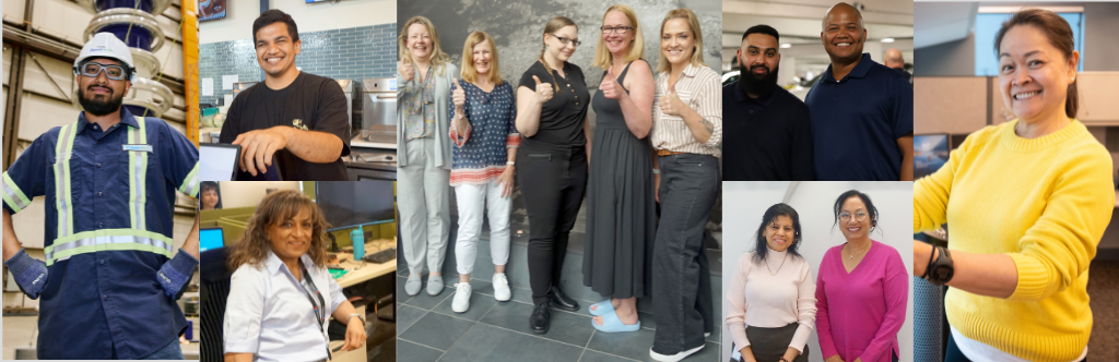 Photo collage of MoveUP members at various workplaces