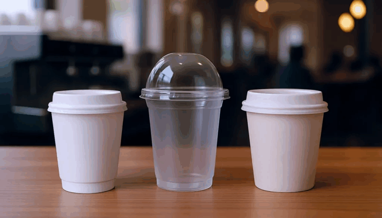 disposable coffee cups on a table