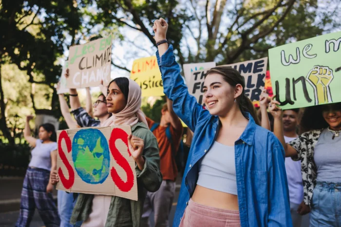 Image of climate activists at a rally